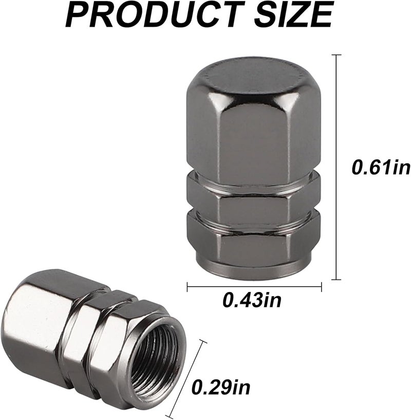 alpmosn Aluminum Tire Stem Valve Caps Wheel Valve Covers Car Dustproof Tire Cap Cover Accessories, Universal for SUV, Car, Bike and Motorcycle, Hexagon Shape (4PCS Grey) - Image 2